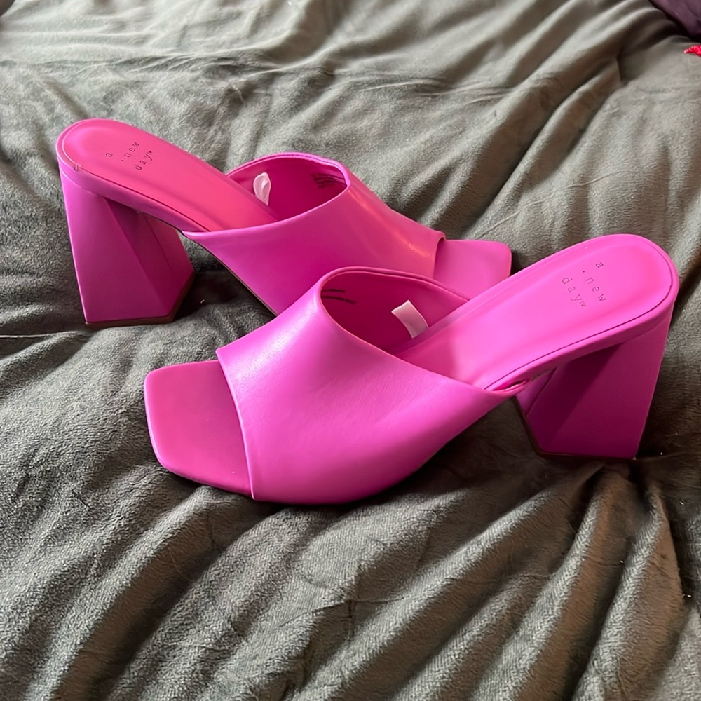 a new day Pink Block Heel Mules